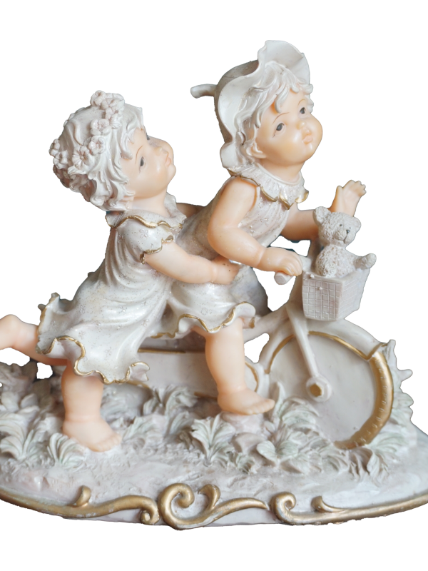 Bicikliző gyerekek dekor figura, dekoráció, szobrok, yupie
