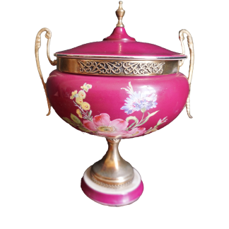 Antik porcelán fedeles kehely, dekoráció, yupie