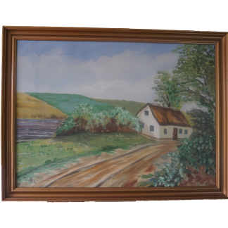 N.L. Vidéki ház a falu végén (aláírt, alkotó ismeretlen, eredeti cím ismeretlen). dekoráció, képek, yupie