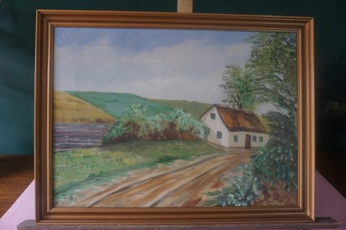 N.L. Vidéki ház a falu végén (aláírt, alkotó ismeretlen, eredeti cím ismeretlen). dekoráció, képek, yupie