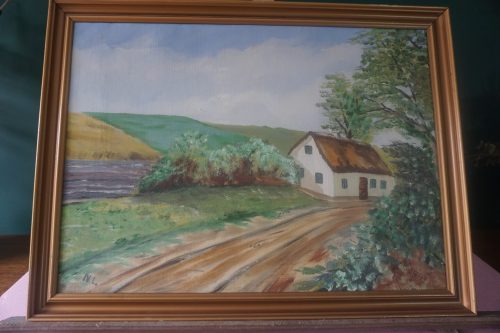 N.L. Vidéki ház a falu végén (aláírt, alkotó ismeretlen, eredeti cím ismeretlen). dekoráció, képek, yupie