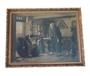 20. századi dán életkép plakázs falikép keretben