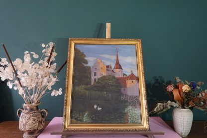 Kastély tájkép (aláírt, ismeretlen alkotó, eredeti cím ismeretlen), dekoráció, képek, yupie