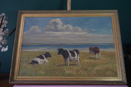 M. Nielsen mezei tájkép (aláírt, ismeretlen festő, eredeti cím ismeretlen), dekoráció, képek, yupie