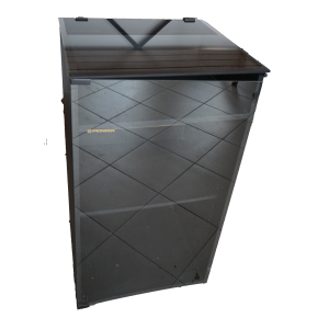 Pioneer retro Hi-Fi szekrény görgőkkel és üvegajtóval vintage audio bútor