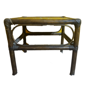 Bambusz rattan kisasztal natúr színben, természetes boho stílusú vintage bútor