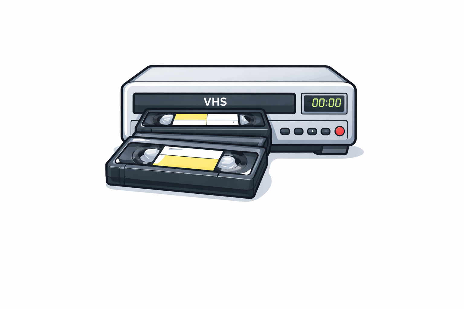 VHS videómagnó kazettával – videólejátszó retro filmnézéshez
