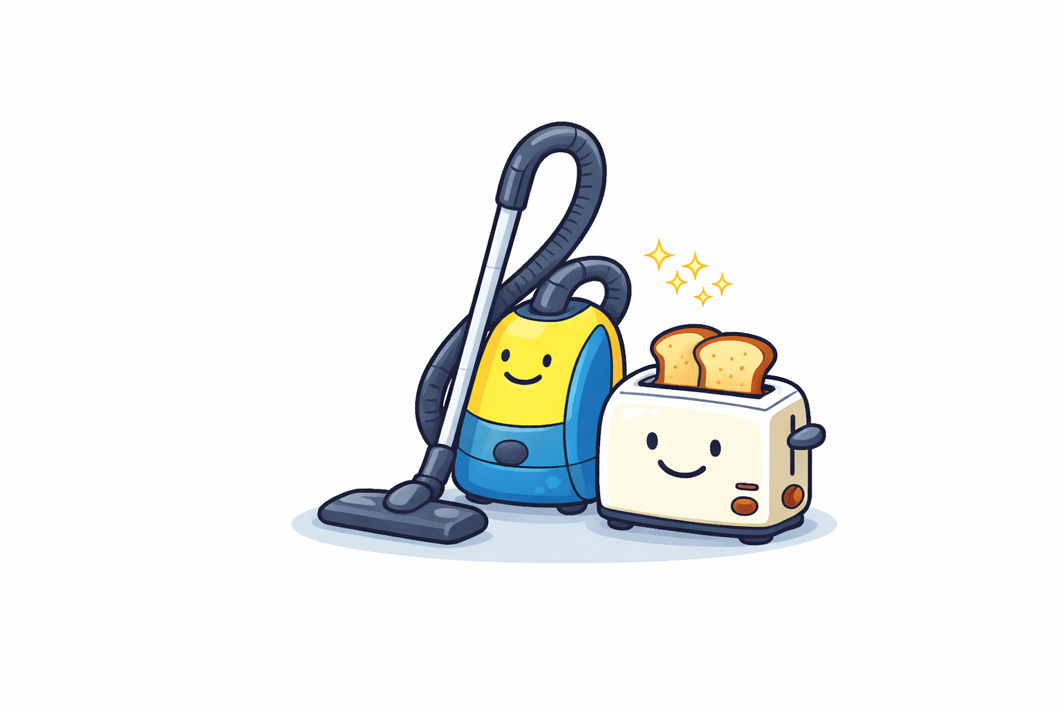 Háztartási gépek ikon – porszívó és kenyérpirító illusztráció