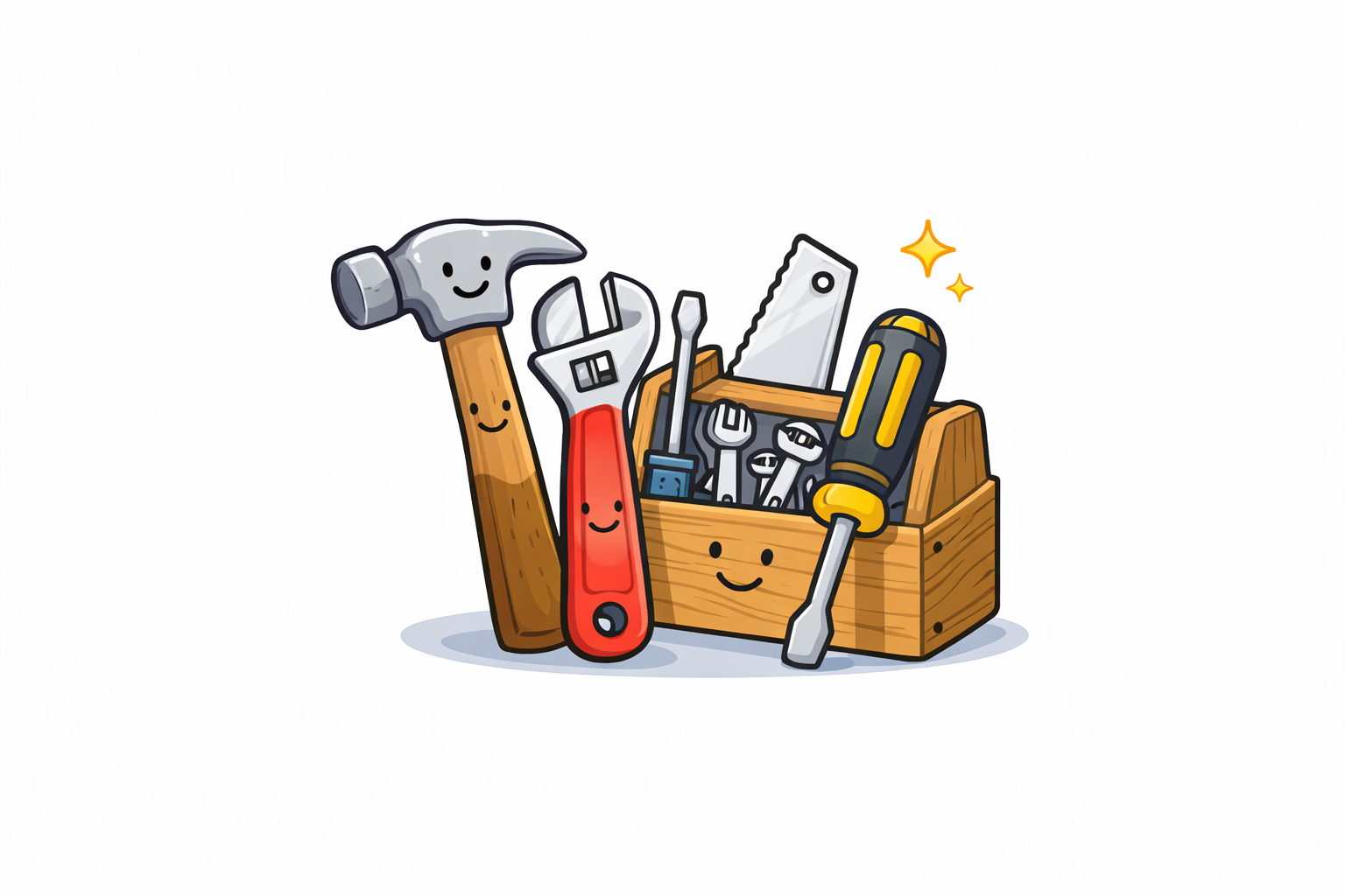 Szerszámok ikon – kalapács, csavarhúzó és villáskulcs illusztráció