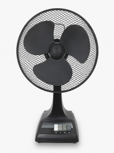 WINS WS-1208 vintage asztali ventilátor fekete kivitelben, 3 sebességfokozattal és fém védőráccsal fehér háttér előtt.