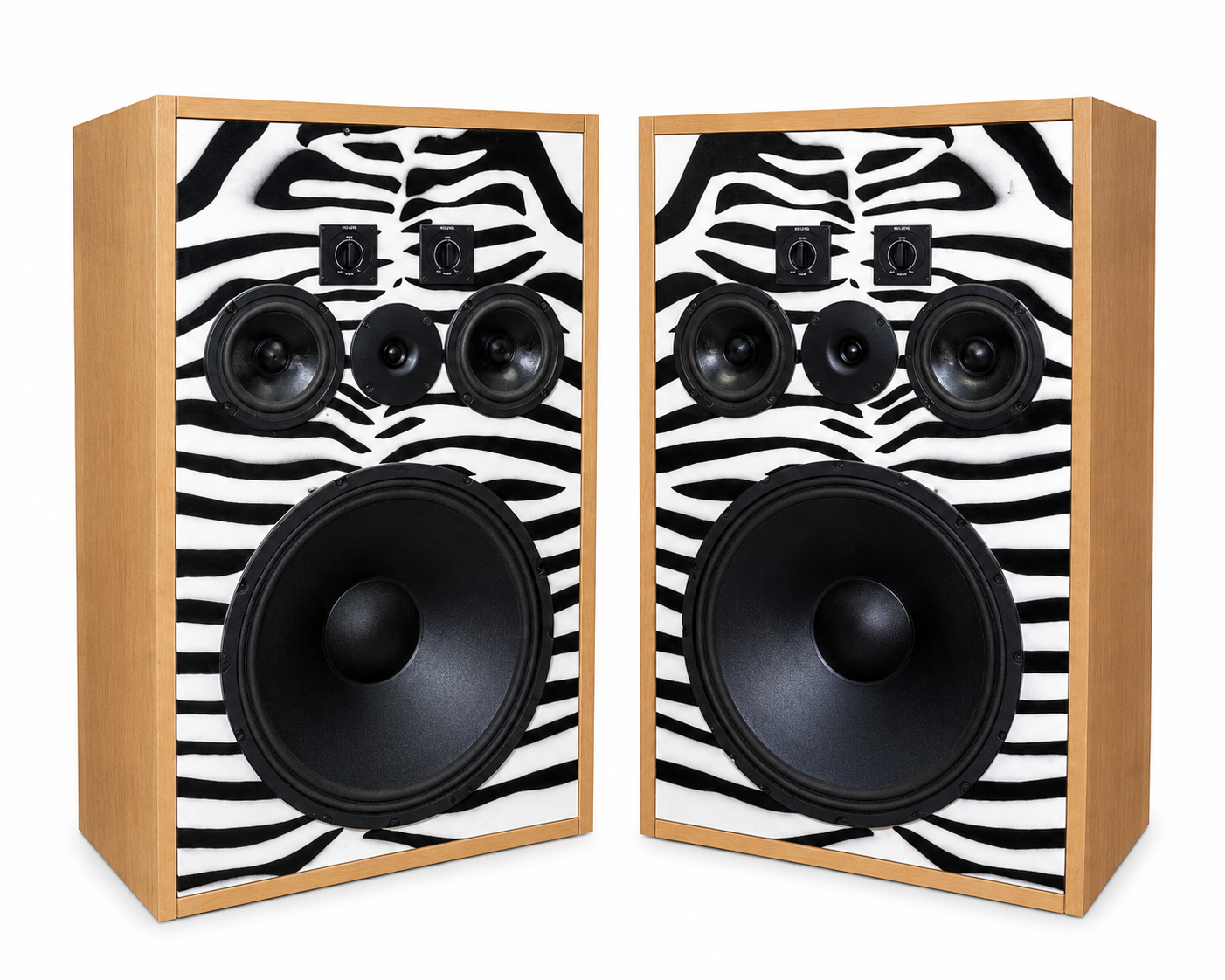 Nagy HiFi hangfal pár 80x50x36 cm zebra design nagy hifi hangfal pár zebra mintás előlap erős mély hangzás