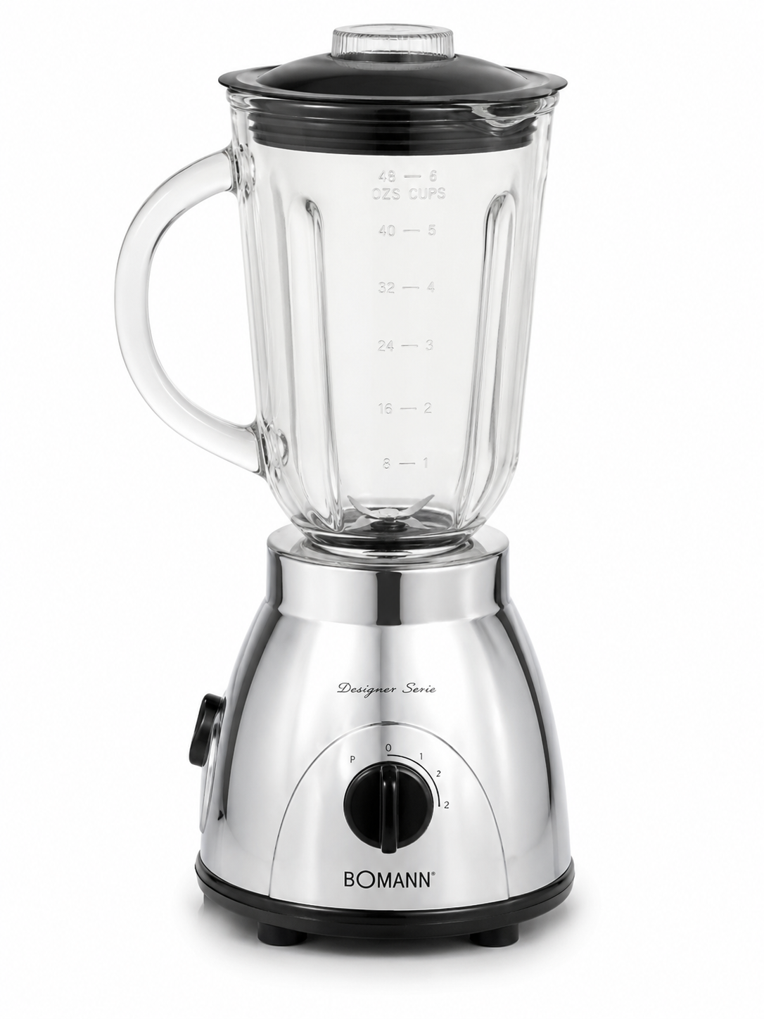 BOMANN Designer Serie turmixgép üveg kehellyel és inox hatású motorházzal