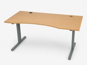 Modern ergonomikus irodai asztal fa mintás munkalappal és szürke fémvázzal