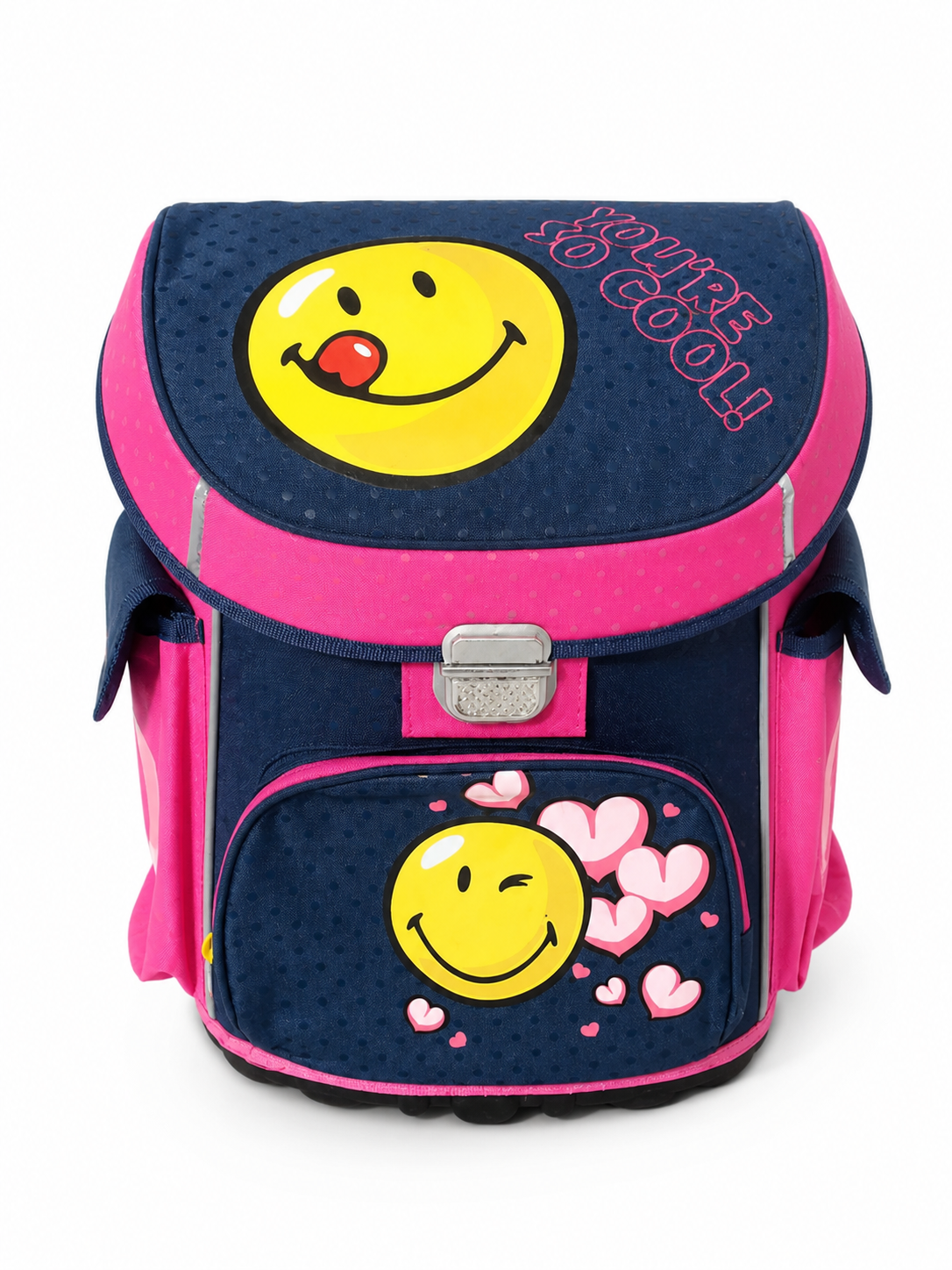 Merevfalú iskolatáska kislányoknak emoji mintával merevfalú iskolatáska kislányoknak emoji mintával pink kék ergonomikus hátizsák