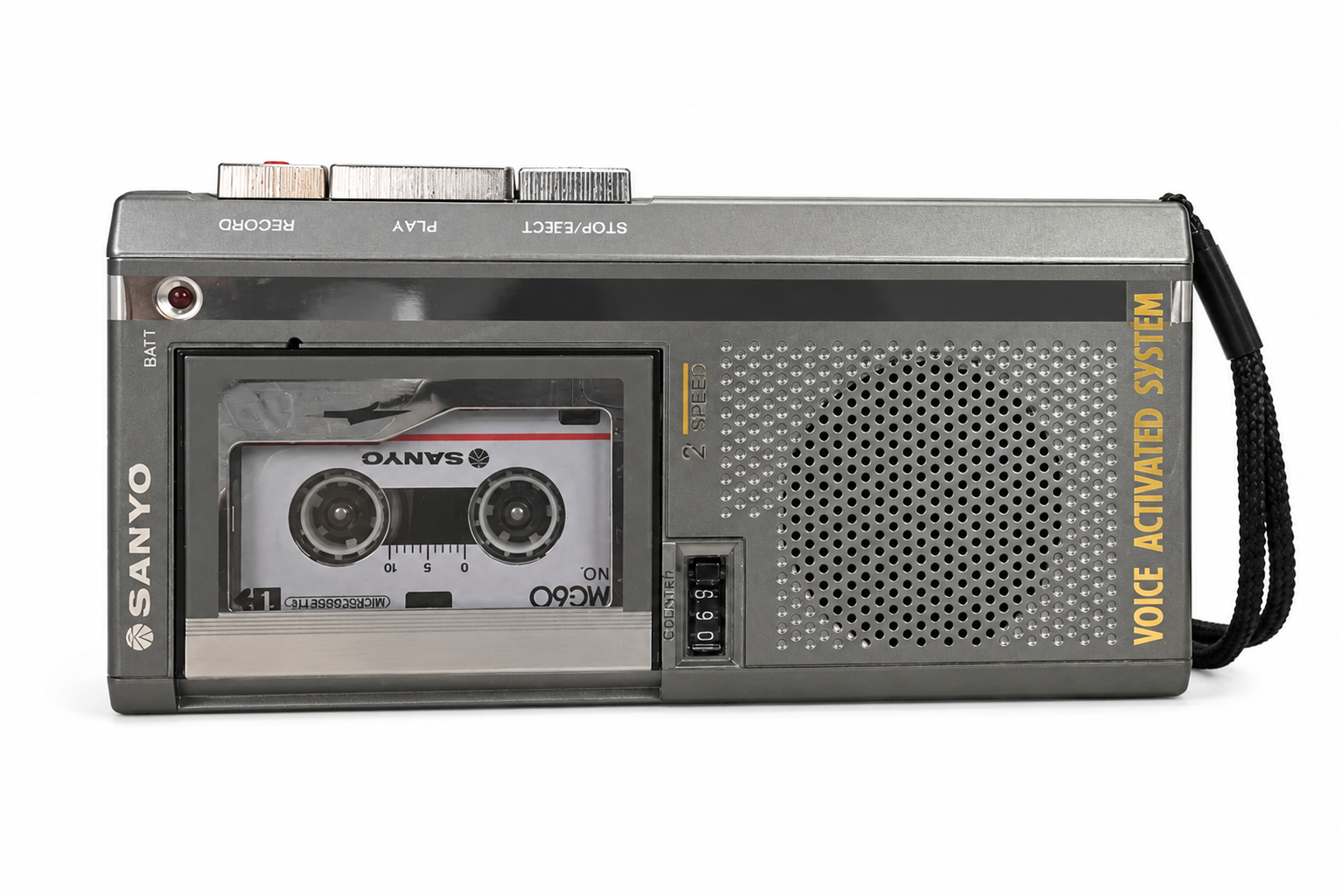 SANYO M60 vintage mini kazettás diktafon Voice Activated System VAS funkcióval