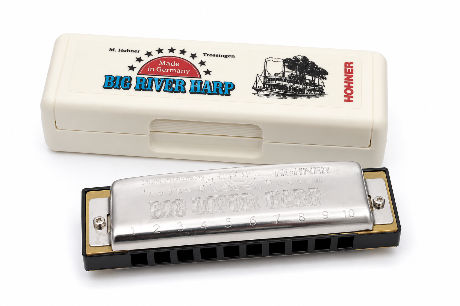 Hohner Big River Harp diatonikus szájharmonika eredeti tokban, Made in Germany.