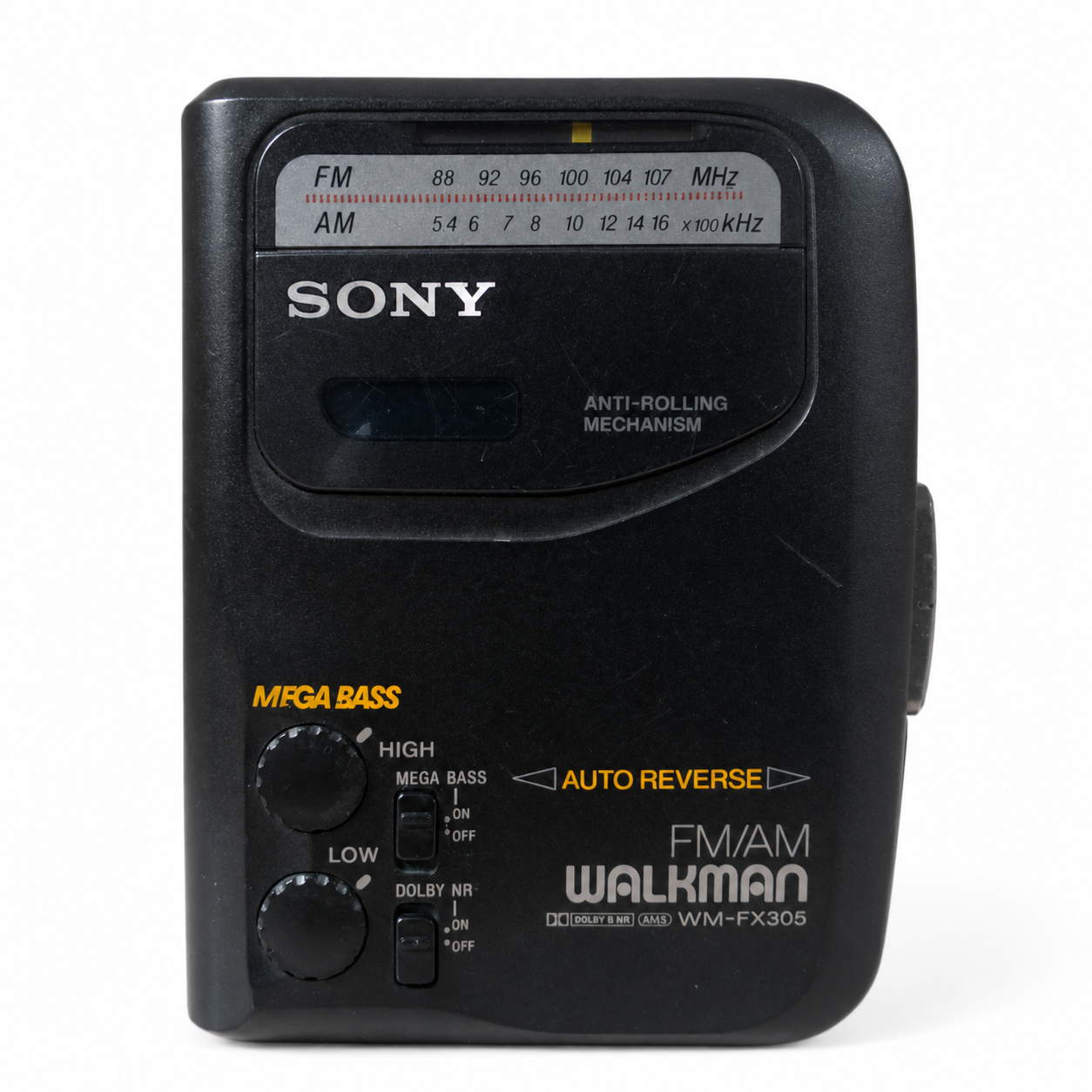 Sony Walkman WM-FX305 Vintage Kazettás Lejátszó Sony Walkman WM-FX305 FM/AM Auto Reverse vintage kazettás lejátszó elölnézetből