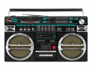 CROWN SZ-5100SL vintage dupla kazettás boombox fehér háttéren