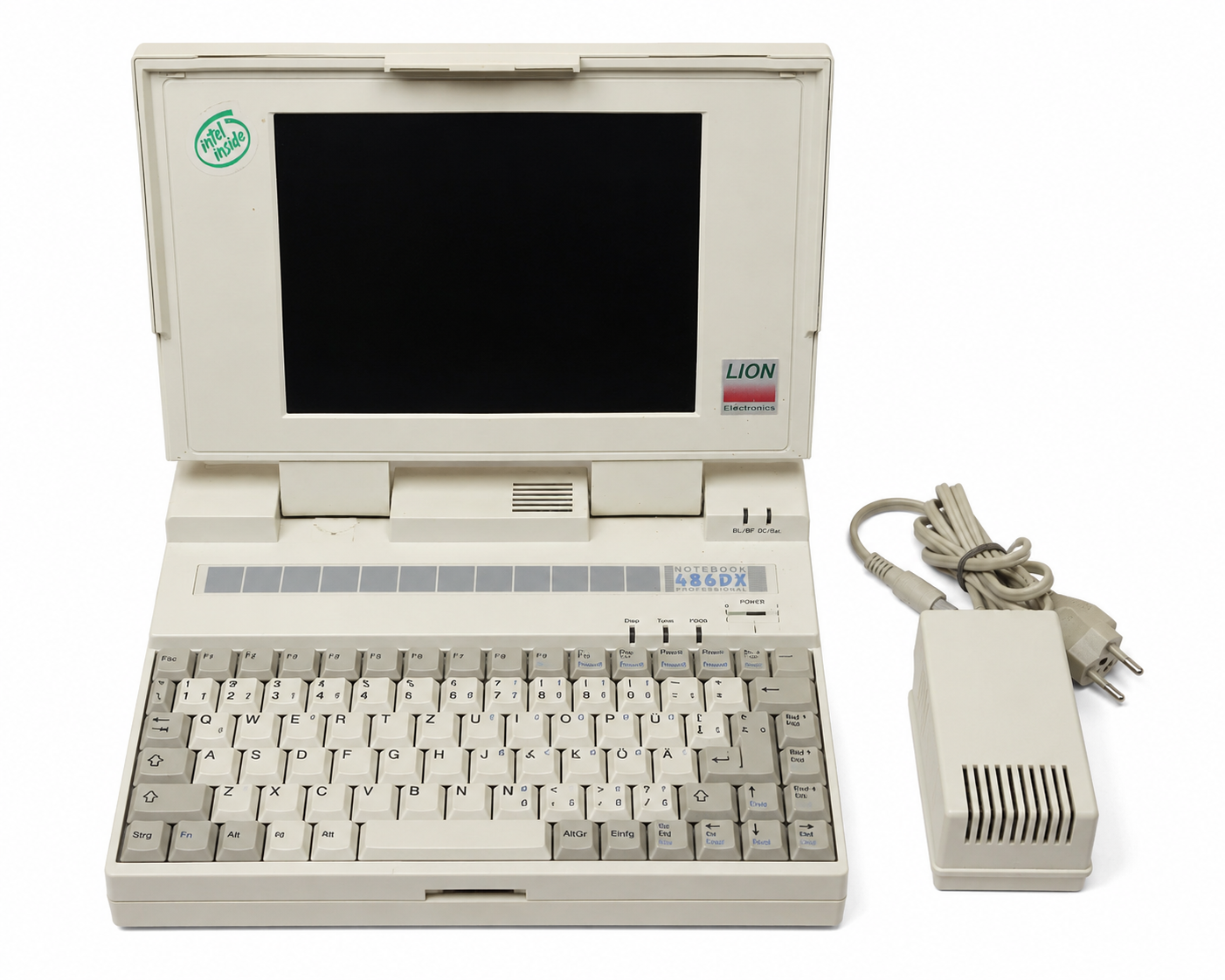 Lion Electronics Notebook 486DX Professional vintage laptop Intel processzorral és tápegységgel