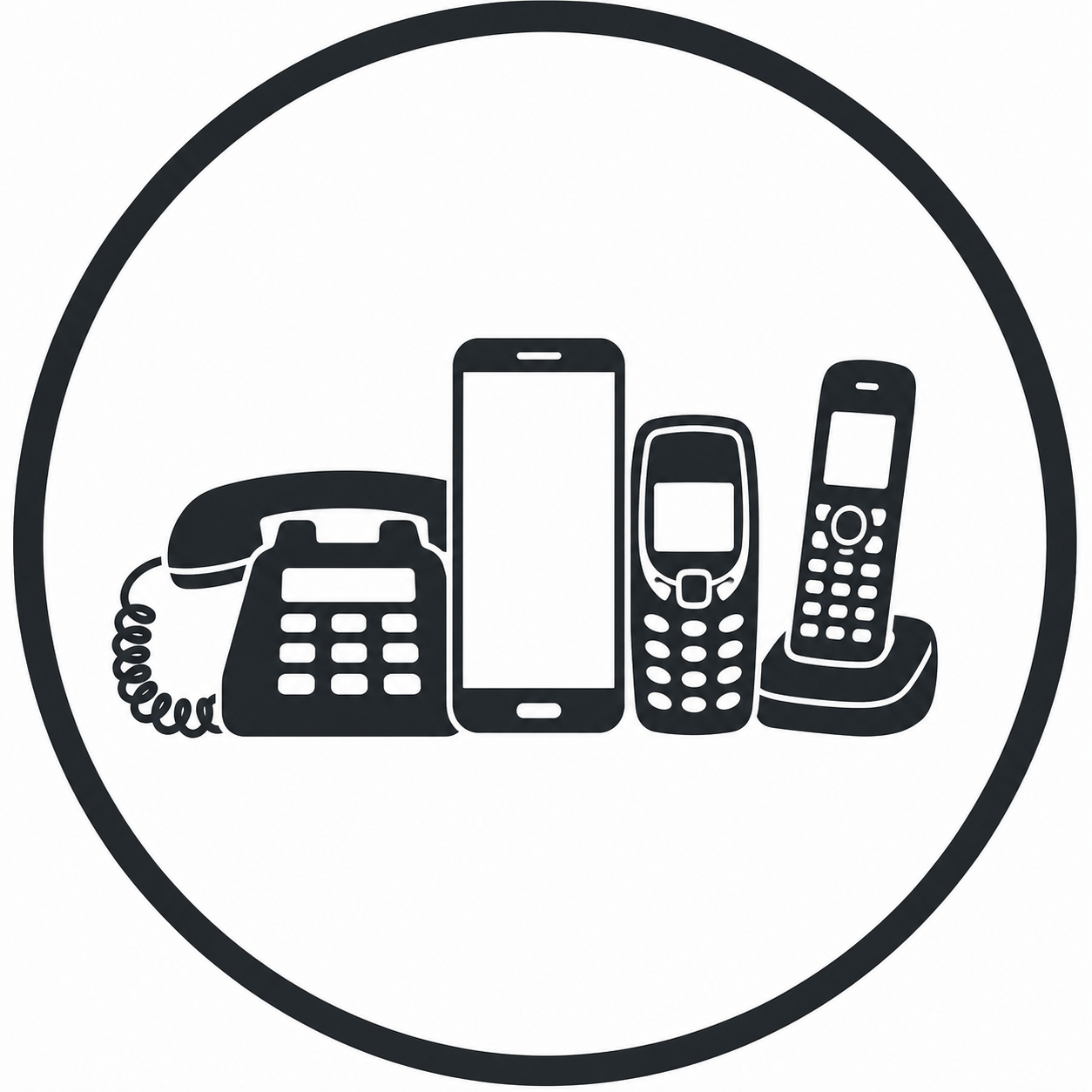 Telefonok kategória ikon – mobiltelefonok, okostelefonok és vezetékes telefonok
