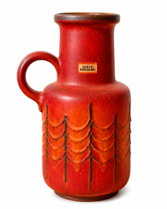 Vintage Europ Keramik kerámia váza 40 cm piros-narancs retro dizájn