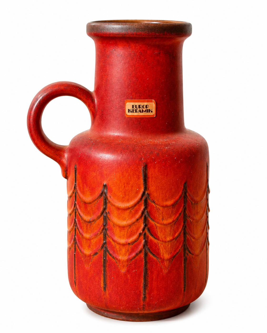 Vintage Europ Keramik kerámia váza 40 cm Vintage Europ Keramik kerámia váza 40 cm piros-narancs retro dizájn
