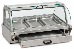UNIS Bain-Marie melegentartó vitrin 3 GN edénnyel