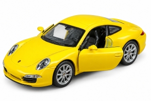 Sárga Porsche 911 Carrera S modellautó nyitható ajtóval